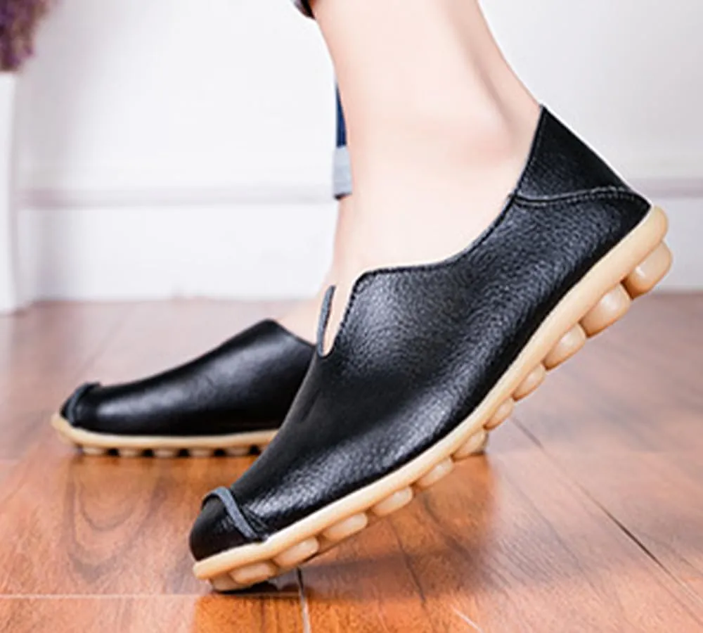 Ulalaza Women's Loafers Flats Shoes Slip On Lightweight Casual Round Toe Business Work Shoes Anti-Slip Low Heels Chunky Platform Comfort Walking Shoes