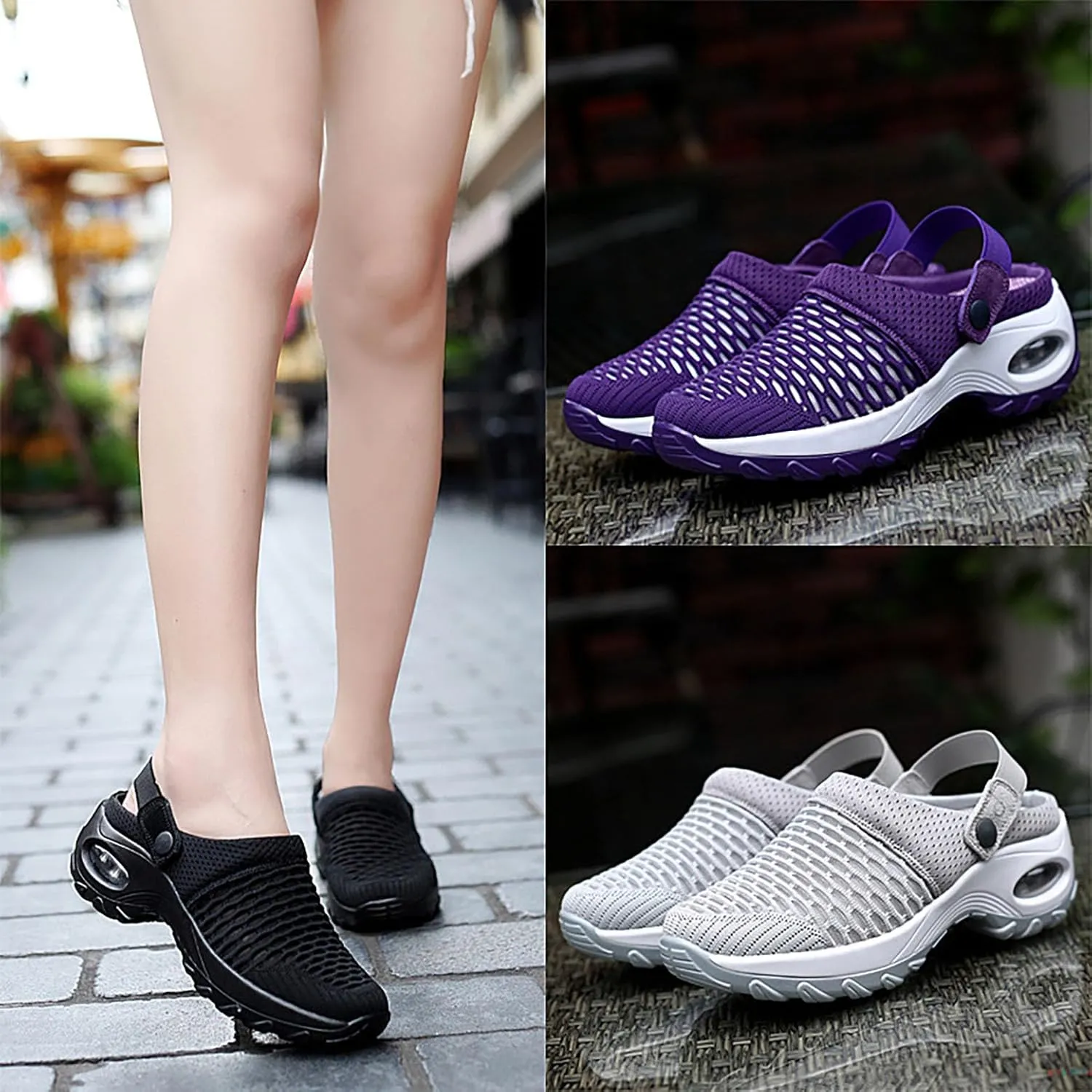 Unisex-Adult Air Cushion Support Orthopedic Clogs Reduce Back and Knee Stress All Terrain Clogs Road Shoes Walking Slippers Sandals