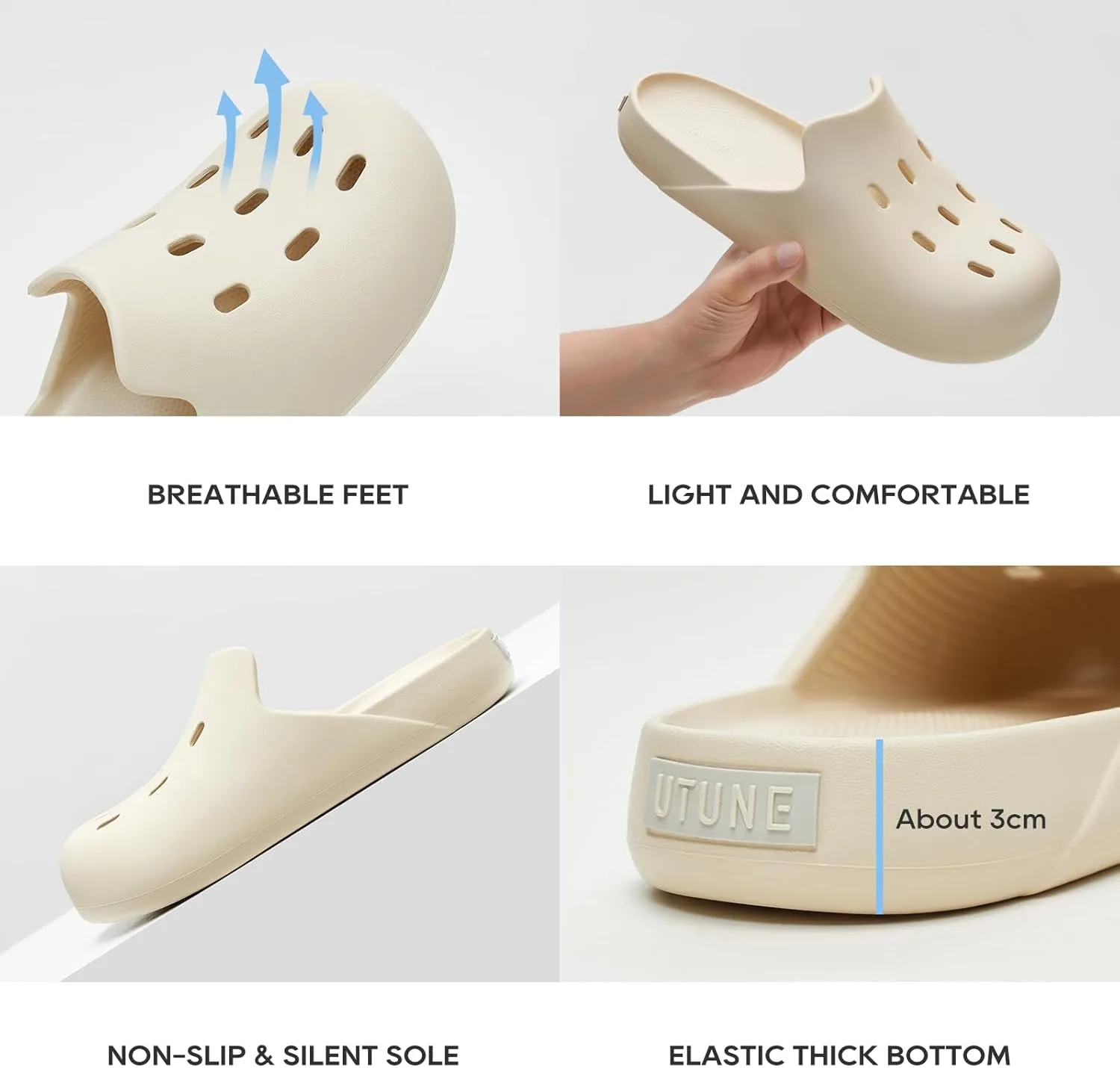 utune Mens and Womens Mules Classic Lined Clog Slippers