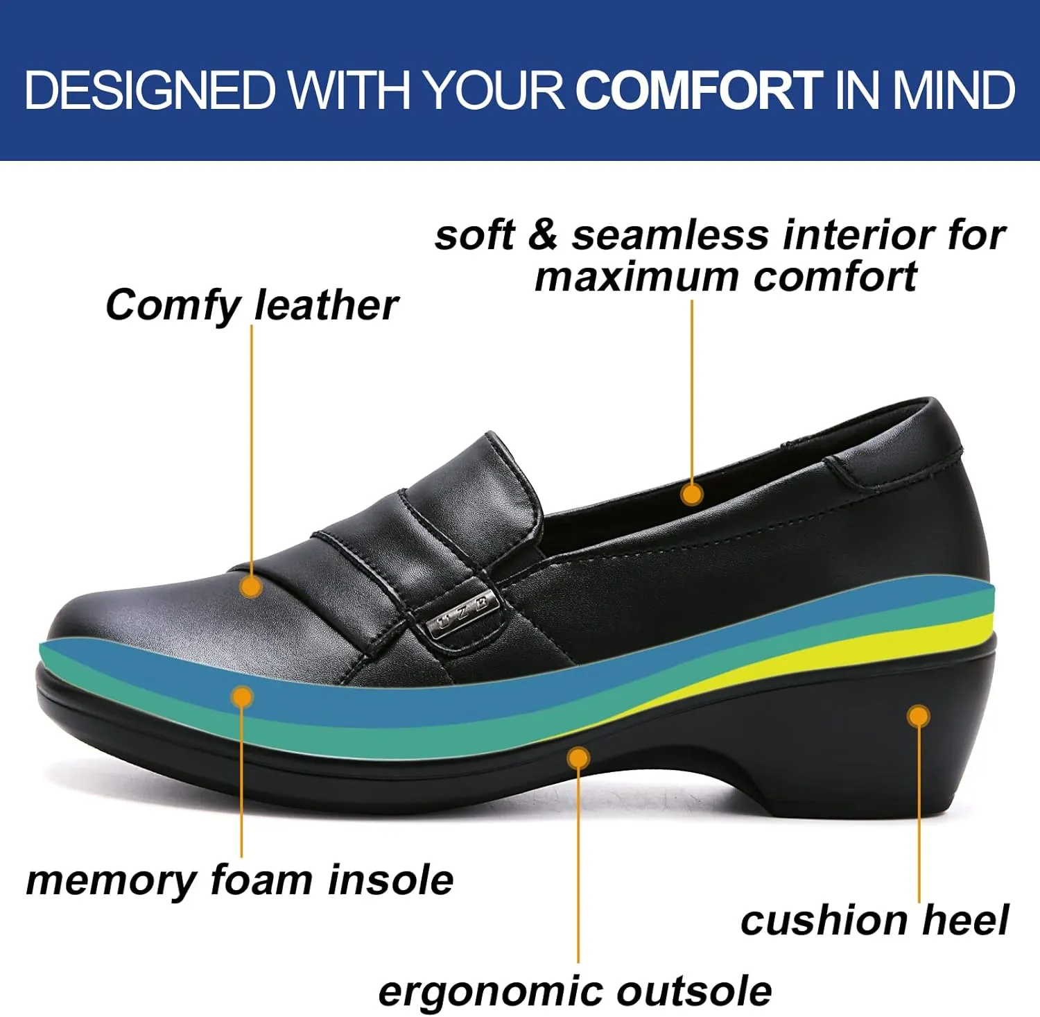 UZB Loafers for Women Dress Shoes Low Heel Slip On Shoes Casual Work Office Dressy Shoes