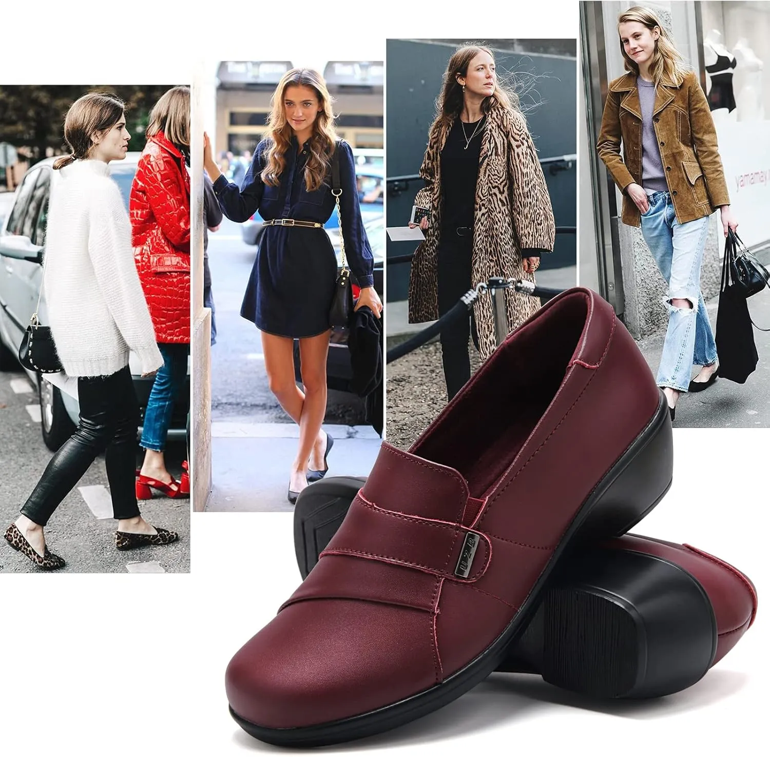 UZB Loafers for Women Dress Shoes Low Heel Slip On Shoes Casual Work Office Dressy Shoes