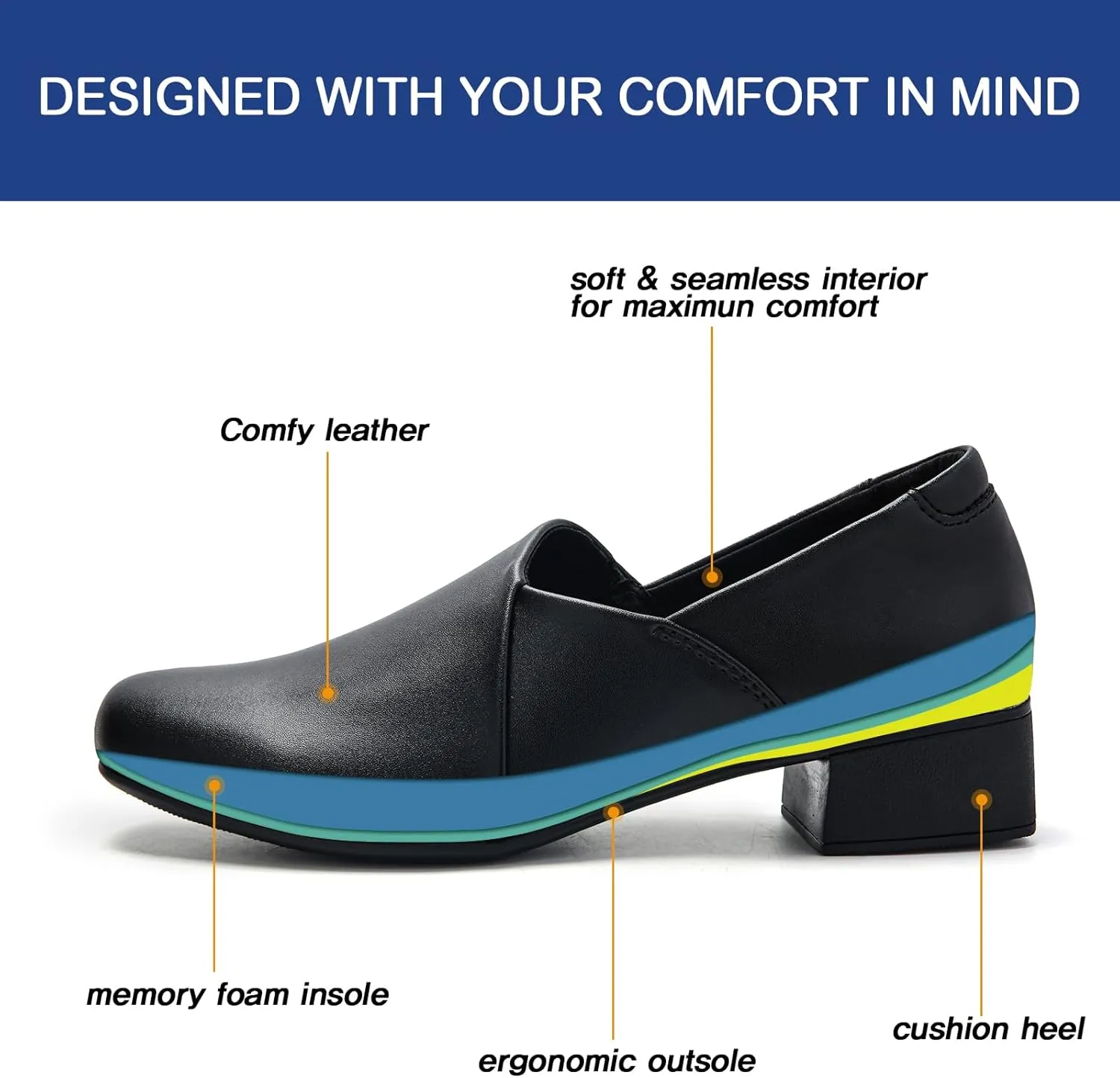 UZB Loafers for Women Dress Shoes Slip On Shoes Low Heel Casual Work Office Dressy Shoes