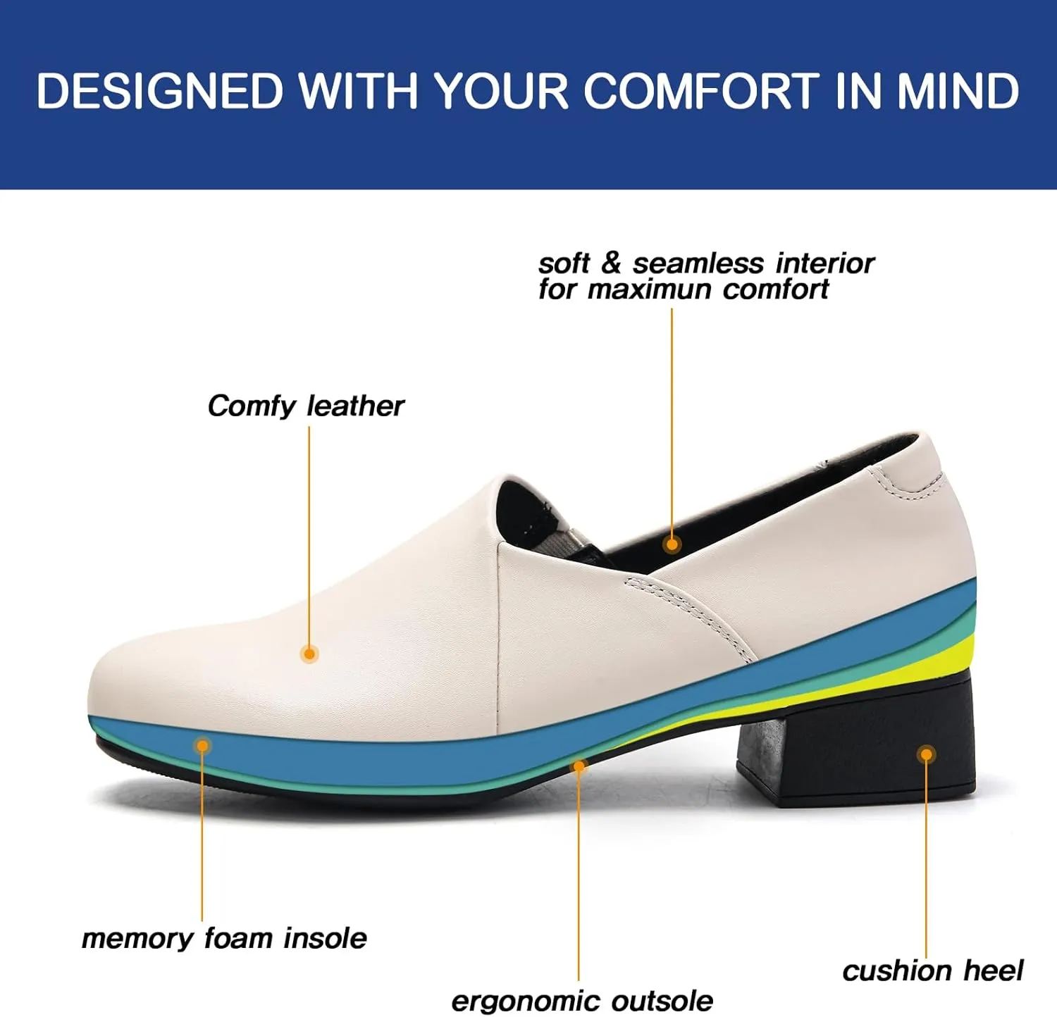 UZB Loafers for Women Dress Shoes Slip On Shoes Low Heel Casual Work Office Dressy Shoes