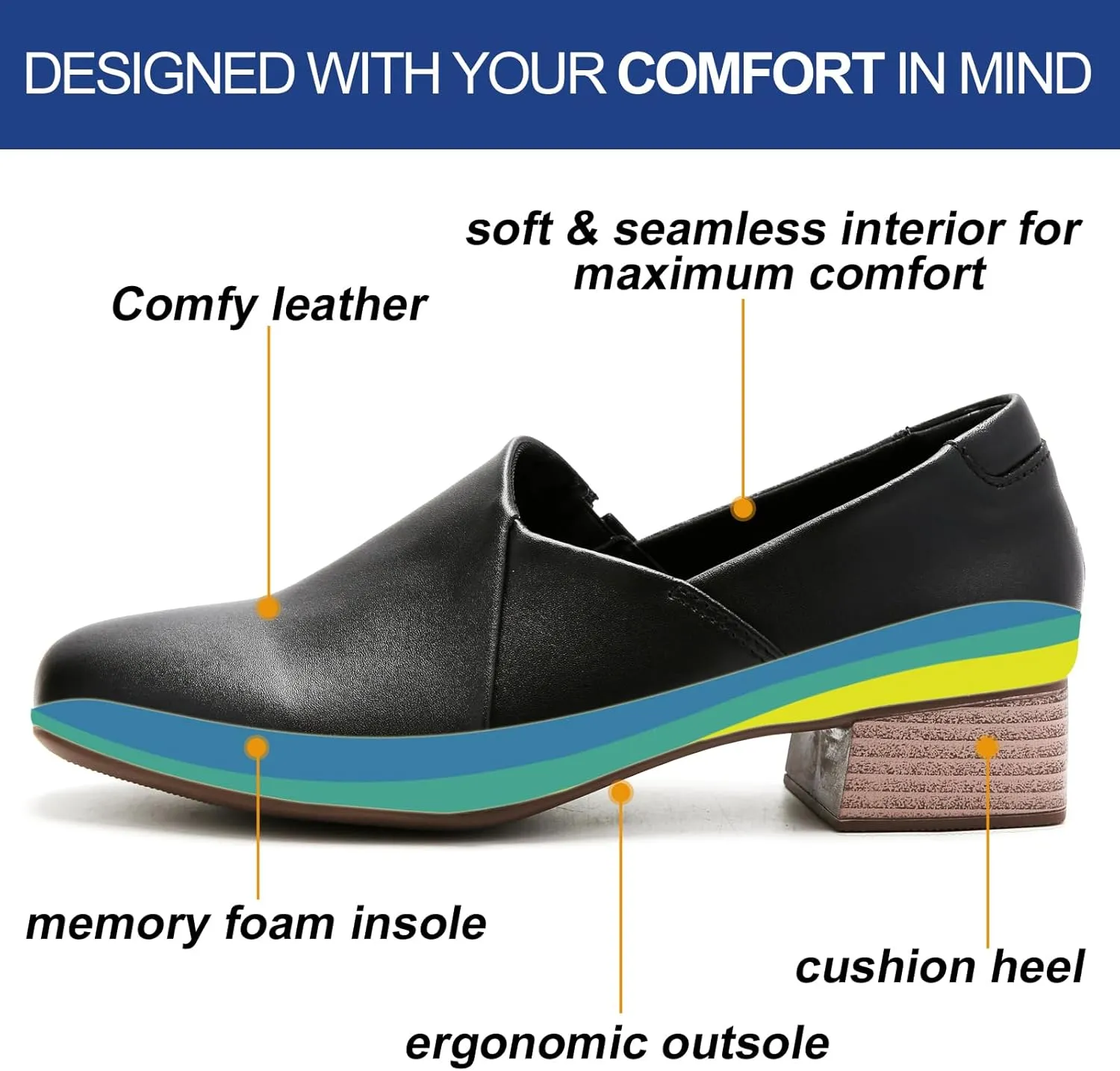 UZB Loafers for Women Dress Shoes Slip On Shoes Low Heel Casual Work Office Dressy Shoes