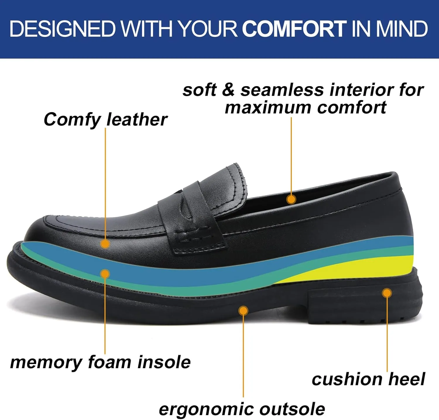 UZB Orthopedic Loafers for Women Slip on Shoes Memory Foam Dress Business Casual Shoe