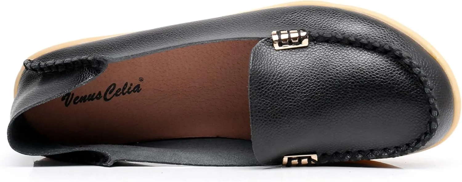VenusCelia Women's Natural 2 Comfort Walking Flat Loafer