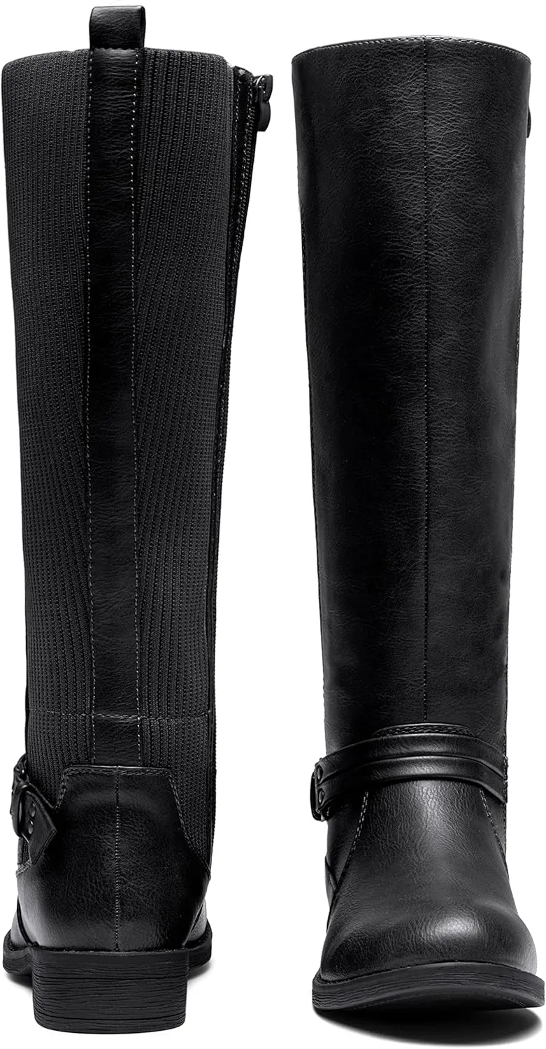 Vepose Women's Riding Knee High Boots Calf Tall Stretch Retro Low Heel 952 Boots with Zipper
