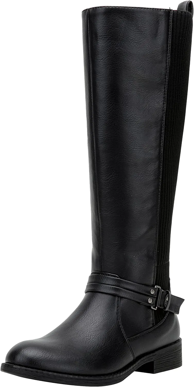 Vepose Women's Riding Knee High Boots Calf Tall Stretch Retro Low Heel 952 Boots with Zipper
