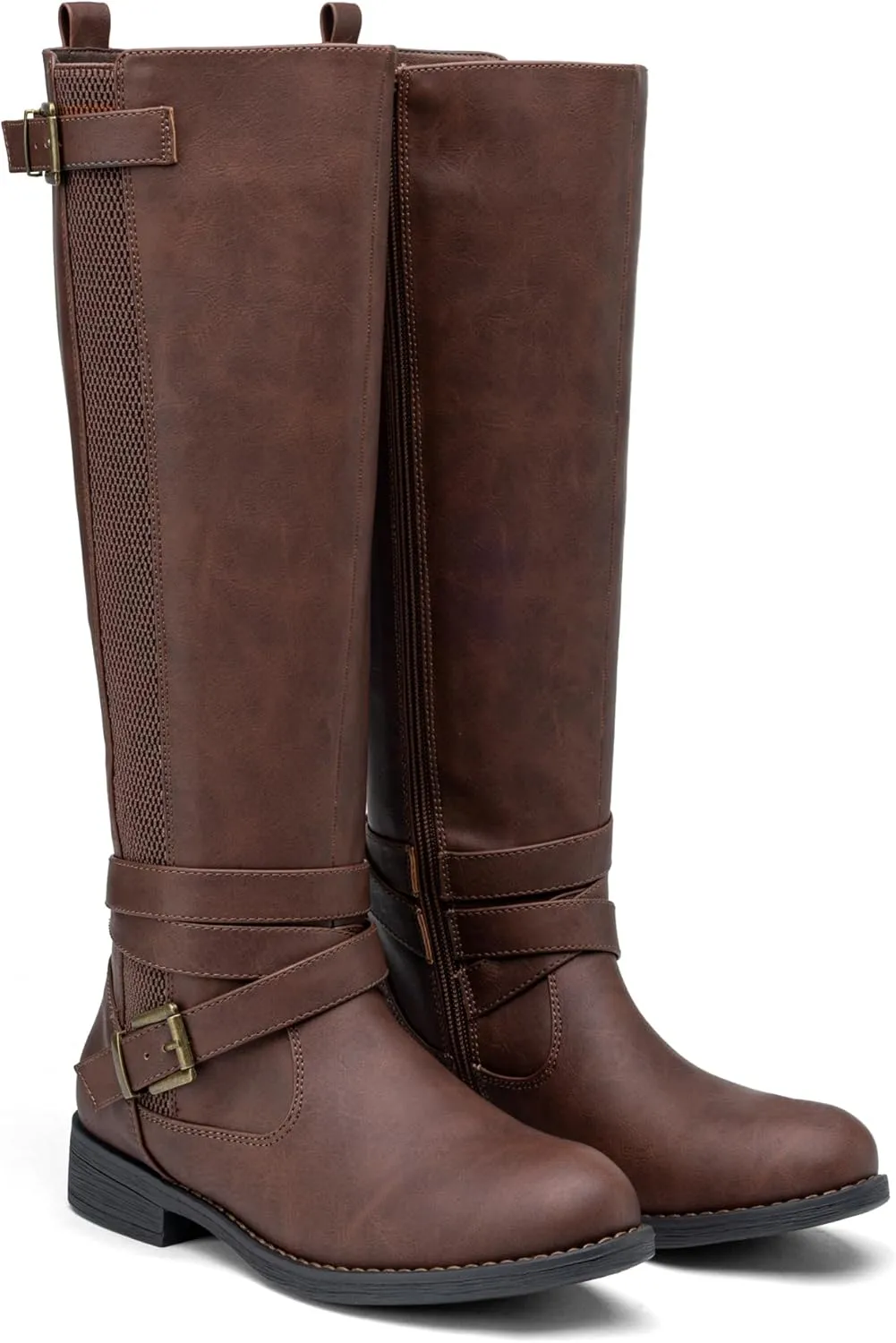 Vepose Women's Riding Knee High Boots Calf Tall Stretch Retro Low Heel 952 Boots with Zipper