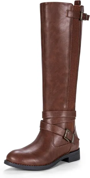 Vepose Women's Riding Knee High Boots Calf Tall Stretch Retro Low Heel 952 Boots with Zipper