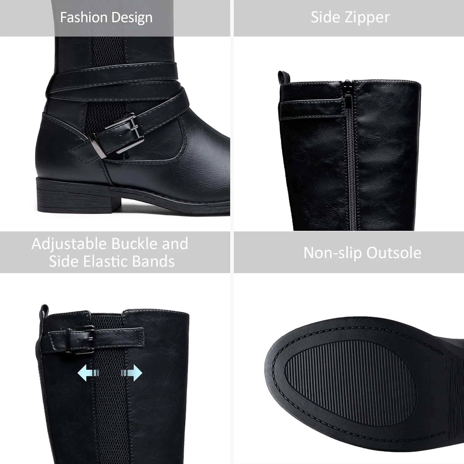 Vepose Women's Riding Knee High Boots Calf Tall Stretch Retro Low Heel 952 Boots with Zipper