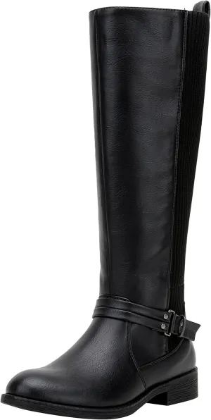 Vepose Women's Riding Knee High Boots Calf Tall Stretch Retro Low Heel 952 Boots with Zipper