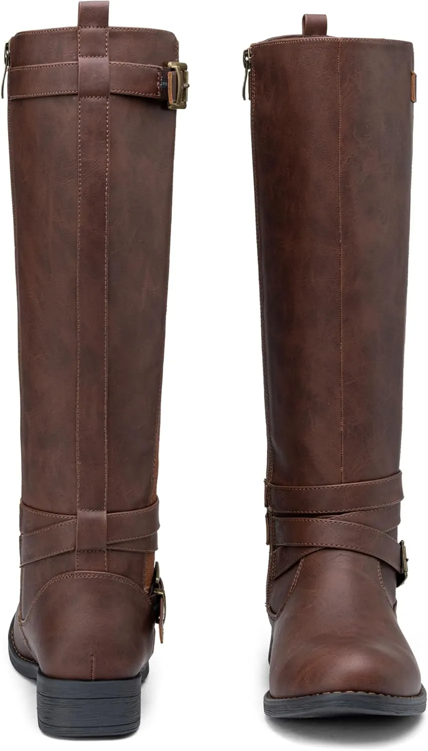 Vepose Women's Riding Knee High Boots Calf Tall Stretch Retro Low Heel 952 Boots with Zipper