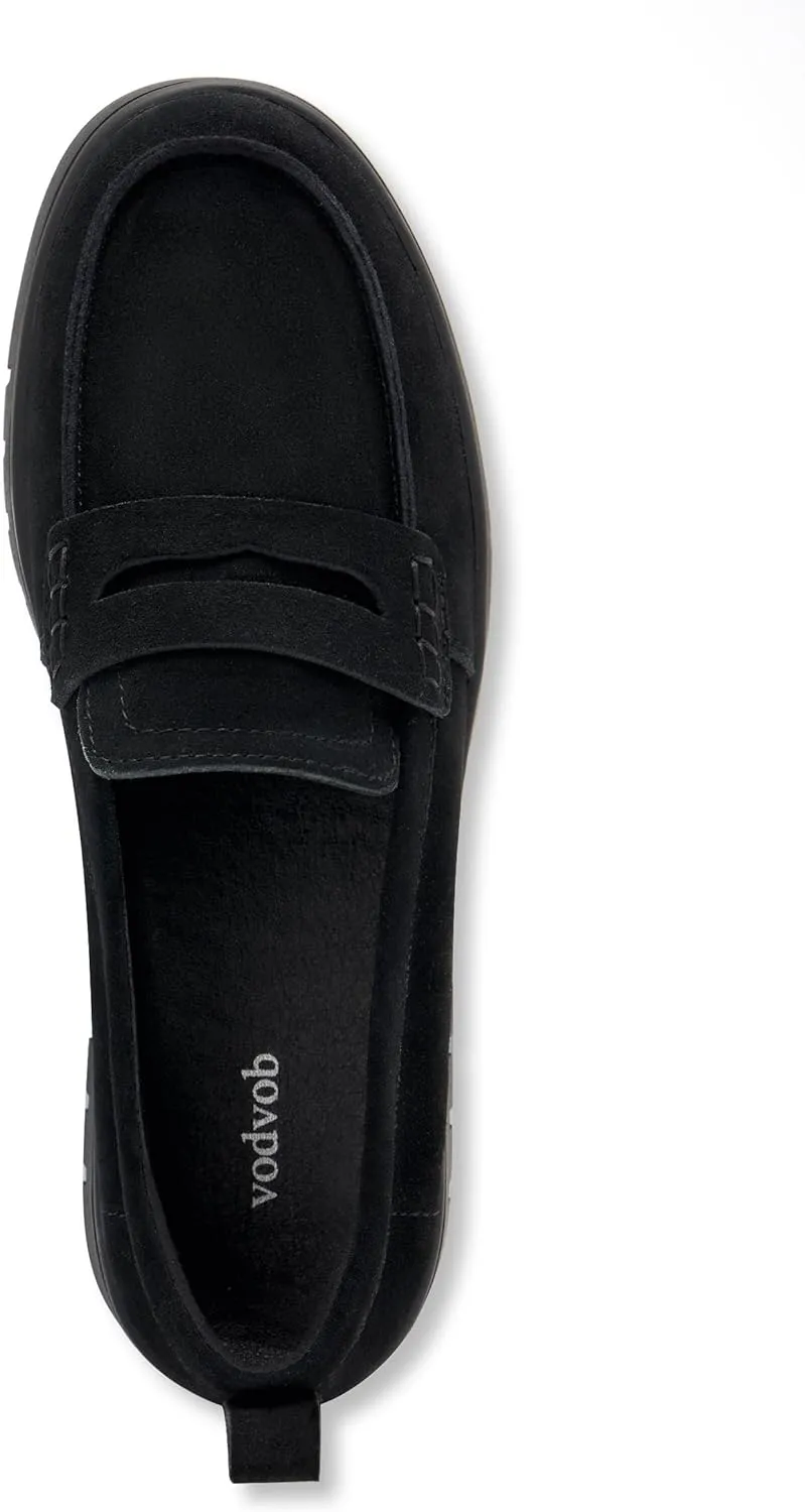 vodvob Women's Suede Leather Slip-On Loafers Casual Flats Comfortable & Lightweight Driving Penny Loafer Work Shoes