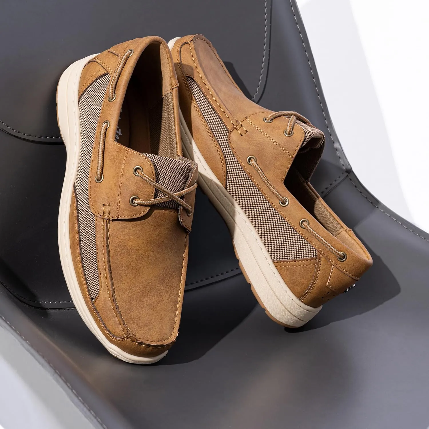 Vostey Men's Loafers & Slip-ons 3-Eye Boat Shoes Men Comfortable Casual Loafers for Men