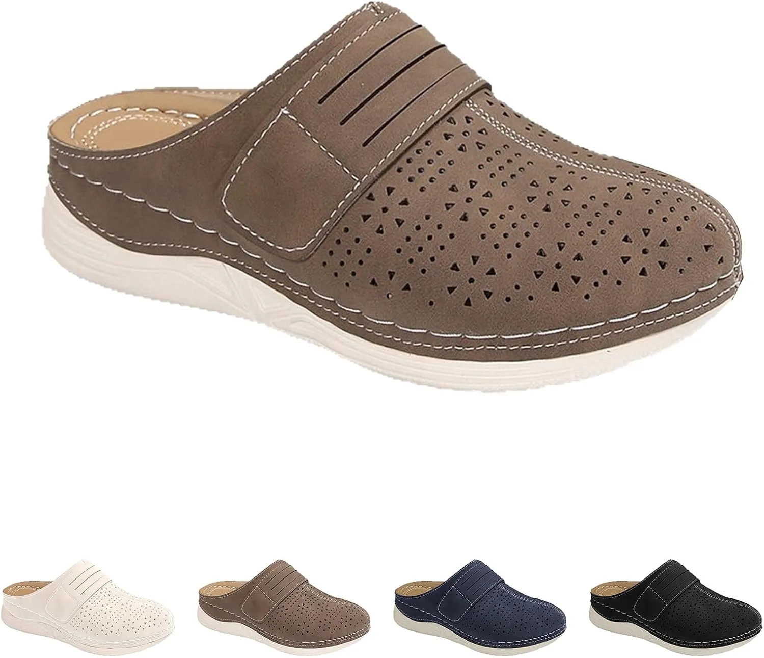 Wedge Clogs for Women Closed Toe Mules Shoes 2025 Summer Casual Slip on Slippers Comfortable Leather Insole Sandals Outdoor Walking Shoes