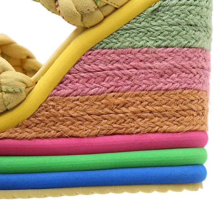Wedge Sandals for Women Platform Espadrilles Colorful Wedge Heel Sandal with Ankle Strap