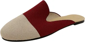 WENJIAZHIZHI Knit Mules House Slippers for Womens Cut-Out Slides Sandals Flats Dress Shoes Casual Slip-On Backless Loafers