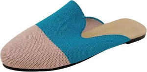 WENJIAZHIZHI Knit Mules House Slippers for Womens Cut-Out Slides Sandals Flats Dress Shoes Casual Slip-On Backless Loafers