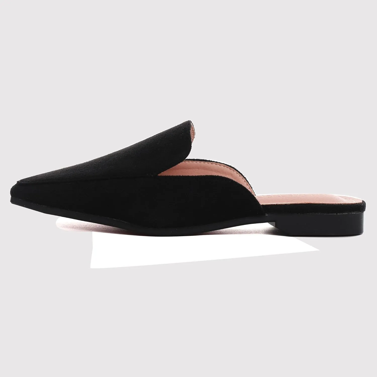 WENJIAZHIZHI Suede Mules Slippers for Women's Shoes Pointed Toe Backless Flats Slides Sandals Slip-On Loafers