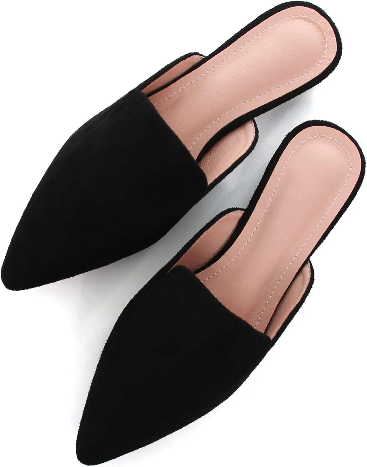 WENJIAZHIZHI Suede Mules Slippers for Women's Shoes Pointed Toe Backless Flats Slides Sandals Slip-On Loafers