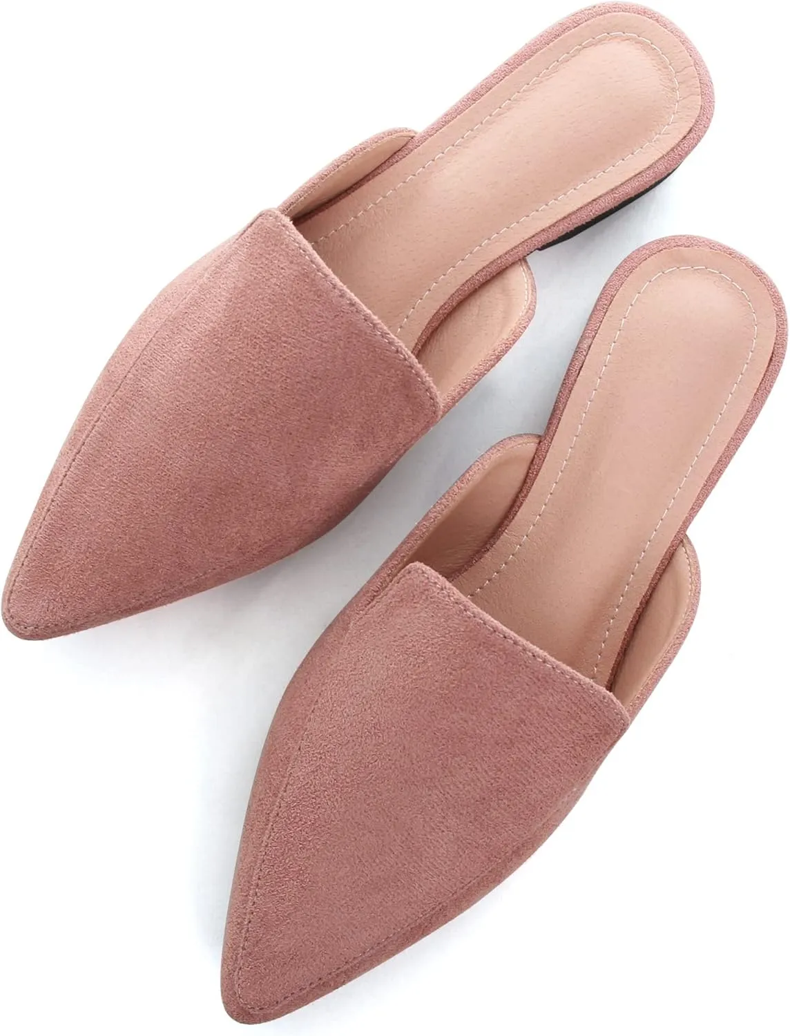 WENJIAZHIZHI Suede Mules Slippers for Women's Shoes Pointed Toe Backless Flats Slides Sandals Slip-On Loafers