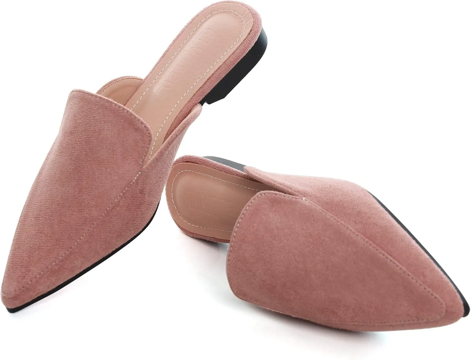 WENJIAZHIZHI Suede Mules Slippers for Women's Shoes Pointed Toe Backless Flats Slides Sandals Slip-On Loafers