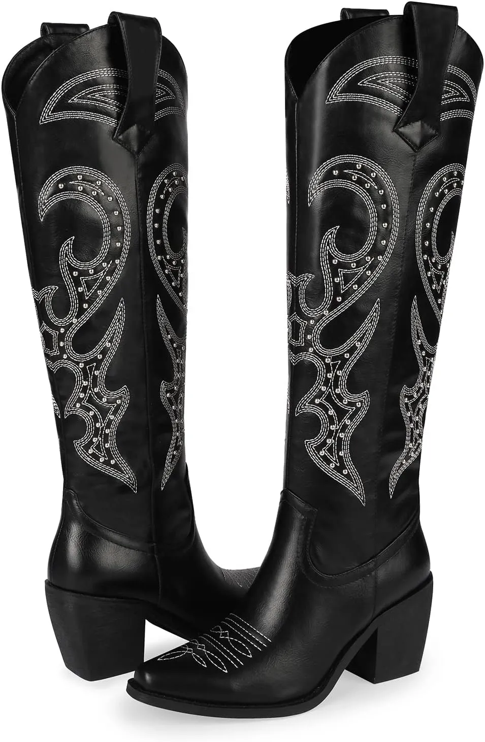wetkiss Cowboy Boots for Women Knee High, Cowgirl Boots Women Rhinestone Comfort Fashion Tall Sparkling Western Boots Boots for Women
