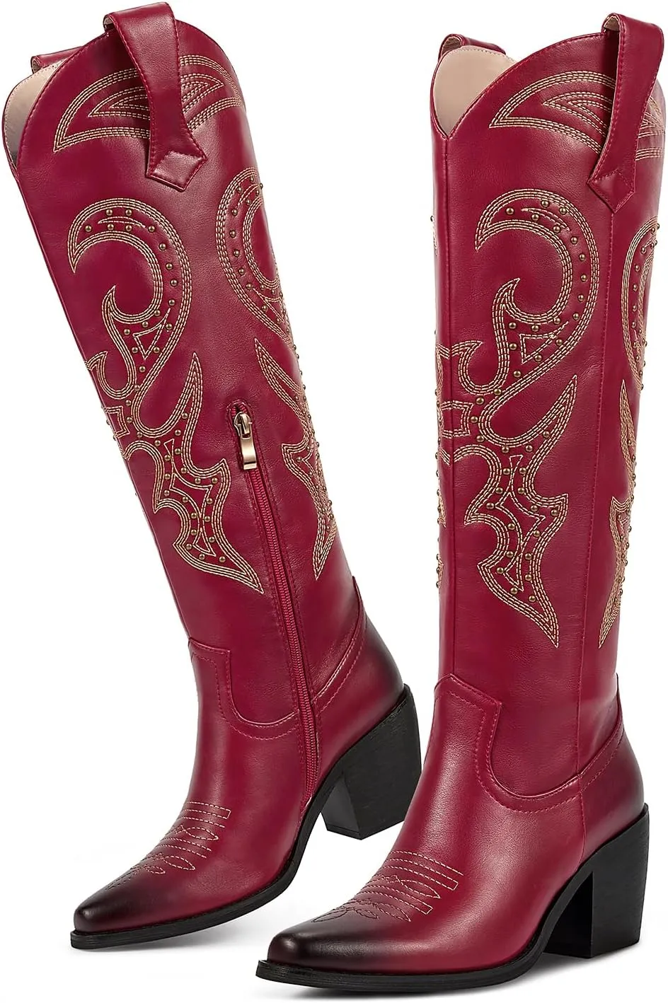 wetkiss Cowboy Boots for Women Knee High, Cowgirl Boots Women Rhinestone Comfort Fashion Tall Sparkling Western Boots Boots for Women