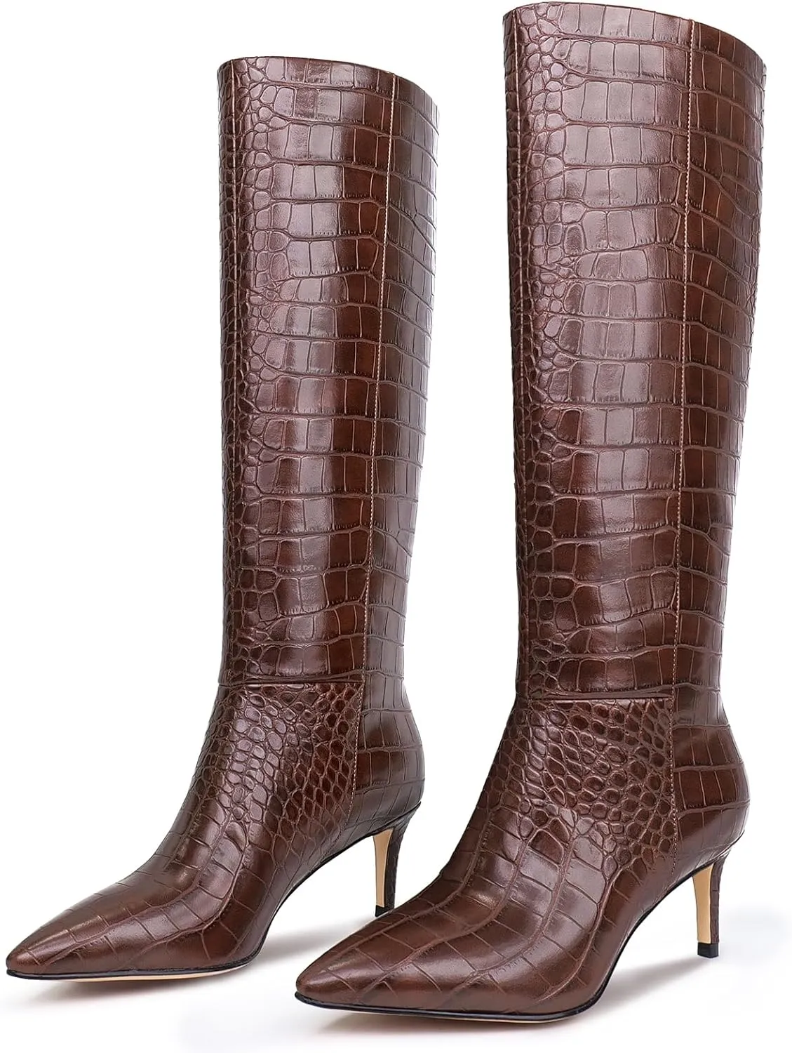 wetkiss Knee High Boots for Women, with Kitten Heel and Pointed Toe Design, Classic and Sexy
