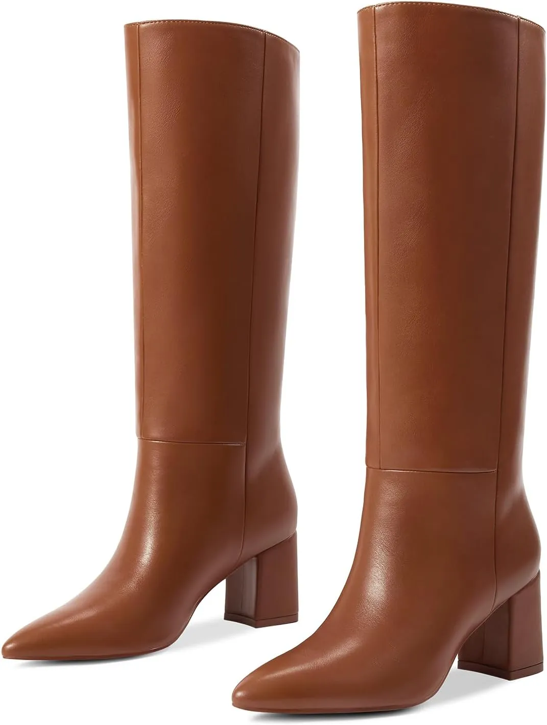 wetkiss Knee High Boots Women Chunky Heel Faux Crocodile Boots Pointed Toe Tall Pull-On Fall Long Boot