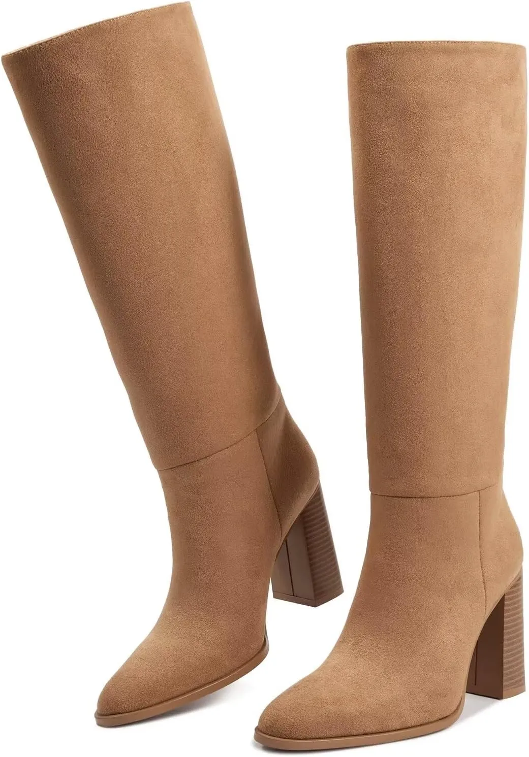 wetkiss Knee High Boots Women with No Zipper Slip On Boots for Work Date Dress Party Club Shoes