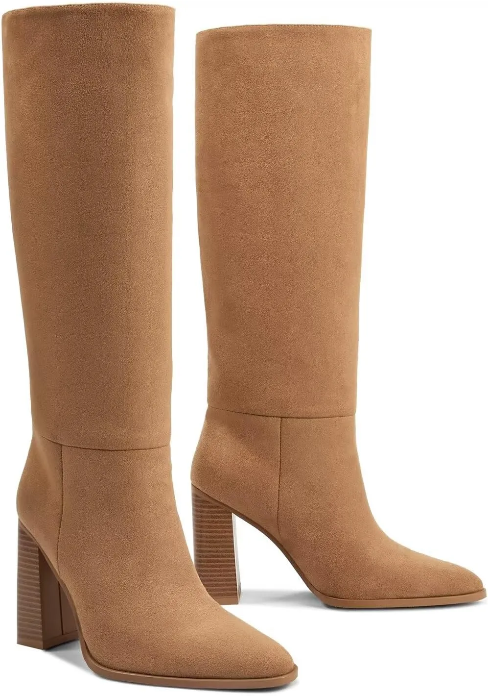 wetkiss Knee High Boots Women with No Zipper Slip On Boots for Work Date Dress Party Club Shoes