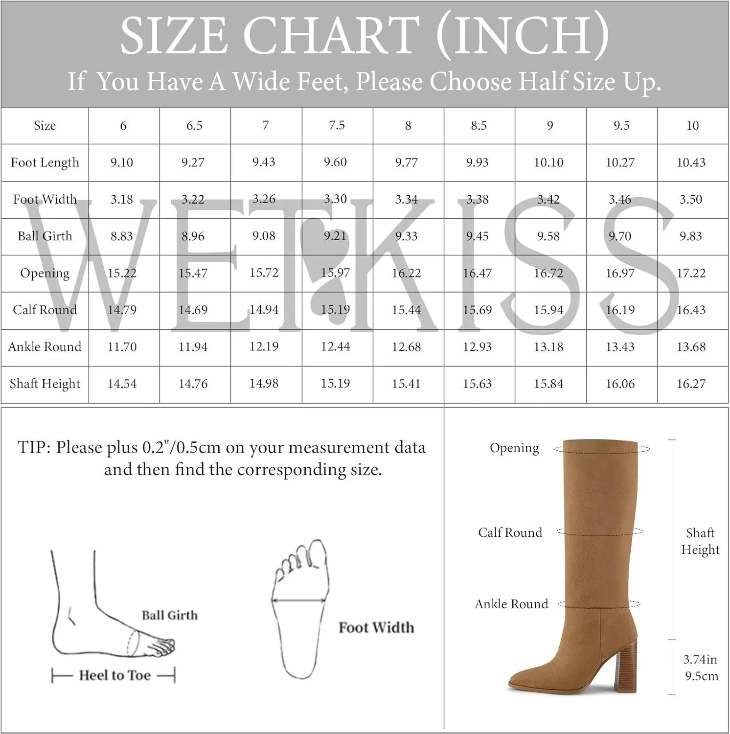 wetkiss Knee High Boots Women with No Zipper Slip On Boots for Work Date Dress Party Club Shoes