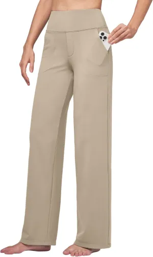 Willit Women's Yoga Pants Wide Leg Dress Work Pants Stretch Casual Pants Slacks with Pockets High Waist 28" 30" 32"