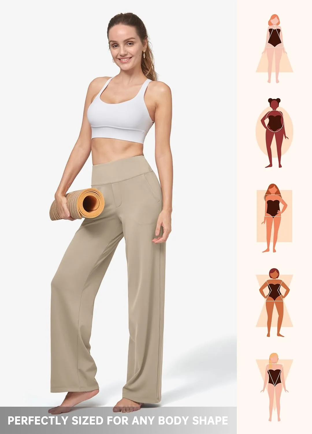 Willit Women's Yoga Pants Wide Leg Dress Work Pants Stretch Casual Pants Slacks with Pockets High Waist 28" 30" 32"