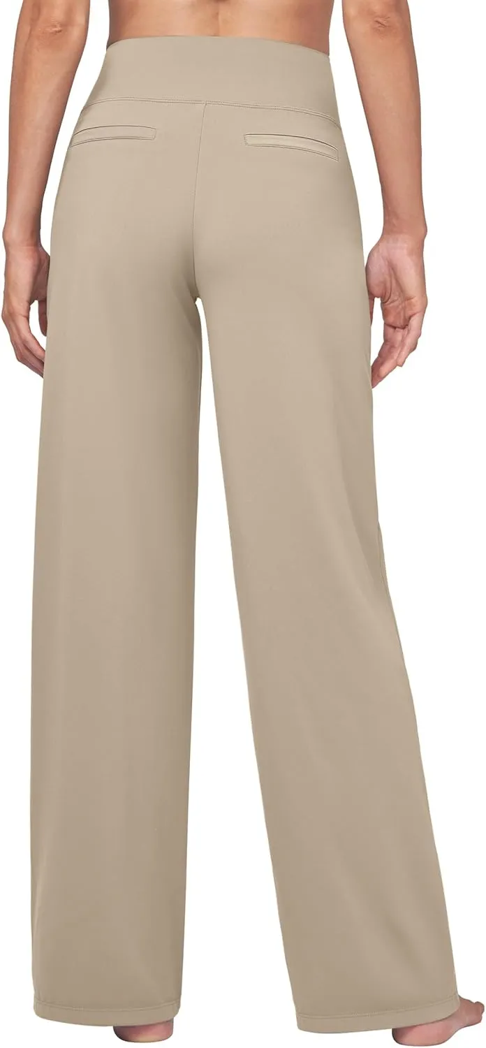 Willit Women's Yoga Pants Wide Leg Dress Work Pants Stretch Casual Pants Slacks with Pockets High Waist 28" 30" 32"