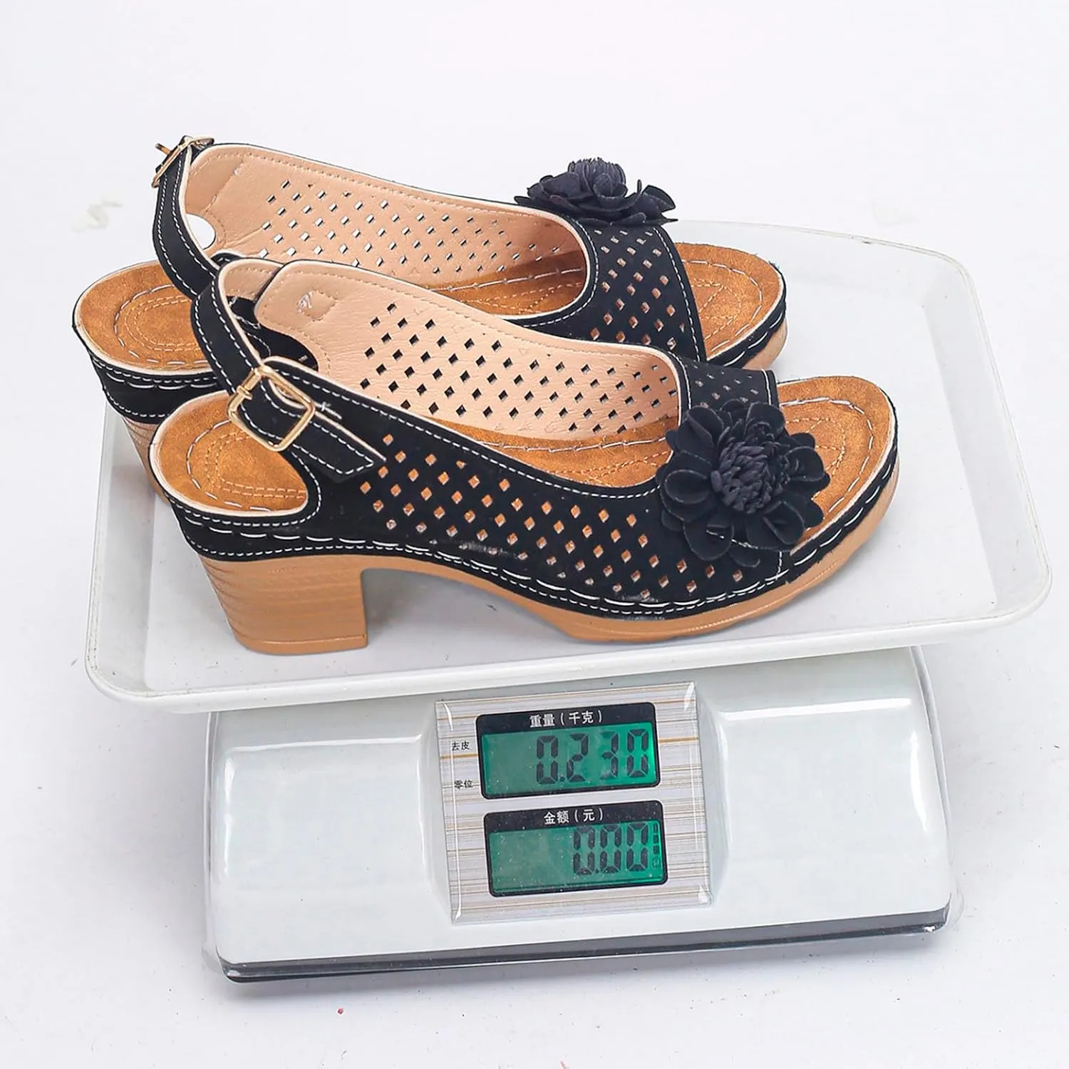 Women Comfy Casual Shoe Open Toe Hollow Flower Wedge Heel Slippers Sandals Flip Flops Women 8 Sandals
