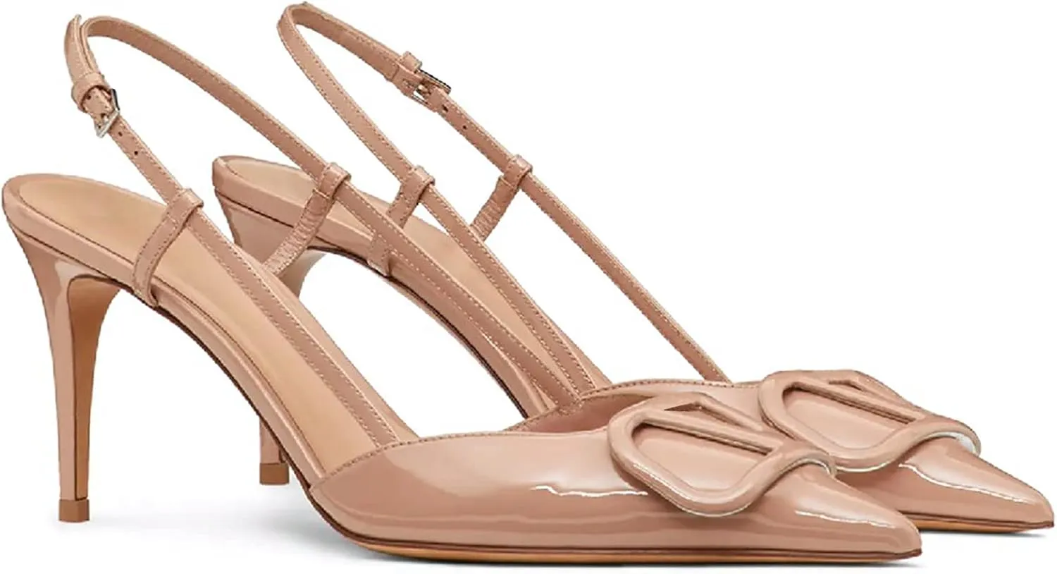 Women Heeled Slingback Sandals Closed Pointed Toe Stiletto High Heels Slip-On Backless Evening Prom Party Dress Shoes
