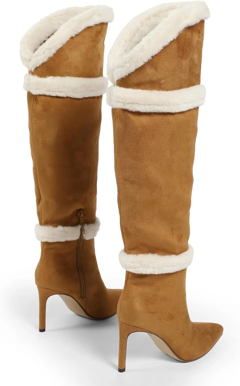 Women Knee High Boots 3 In Stiletto High Heel Pointed Toe Tall Boots Side Zipper Dress Long Boots