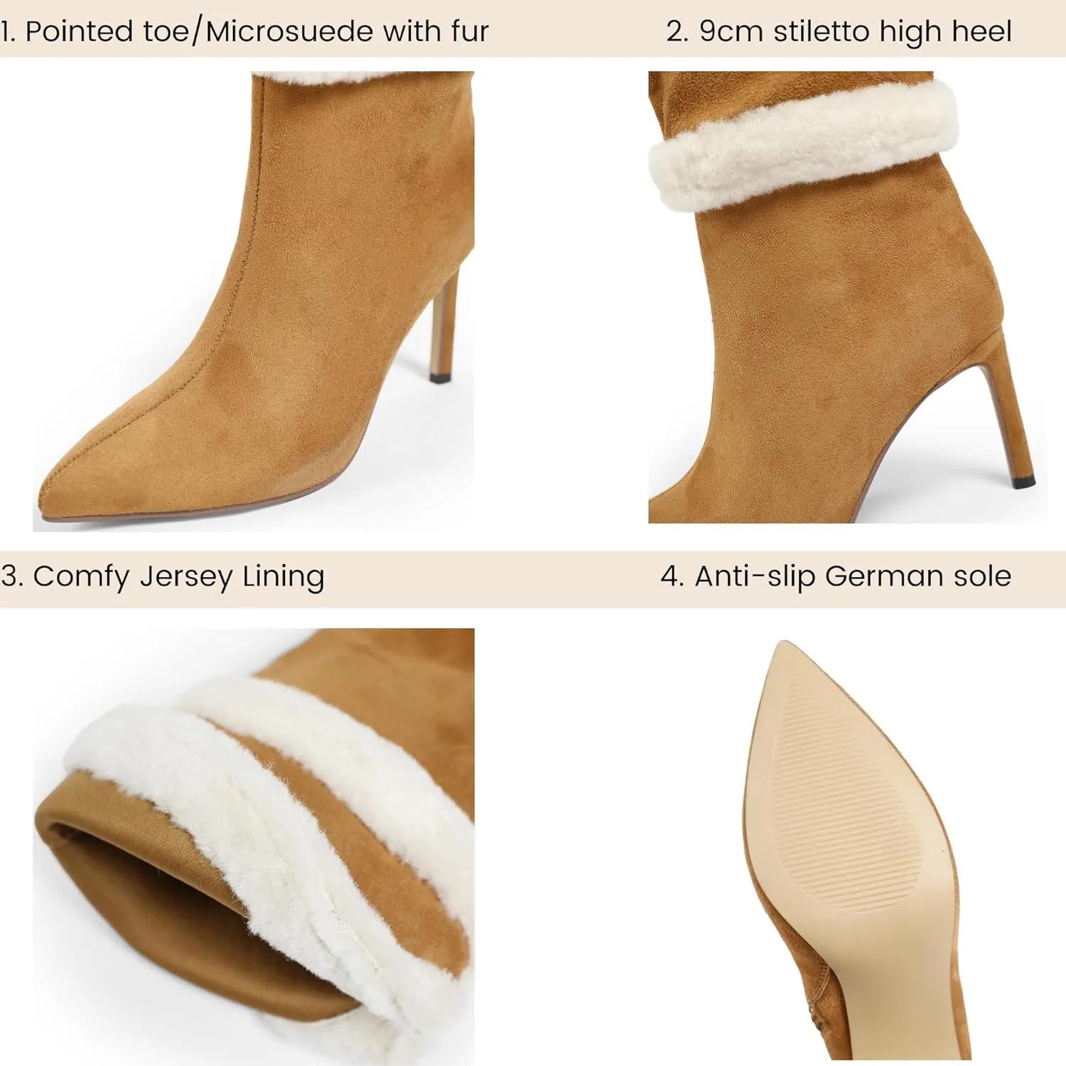 Women Knee High Boots 3 In Stiletto High Heel Pointed Toe Tall Boots Side Zipper Dress Long Boots