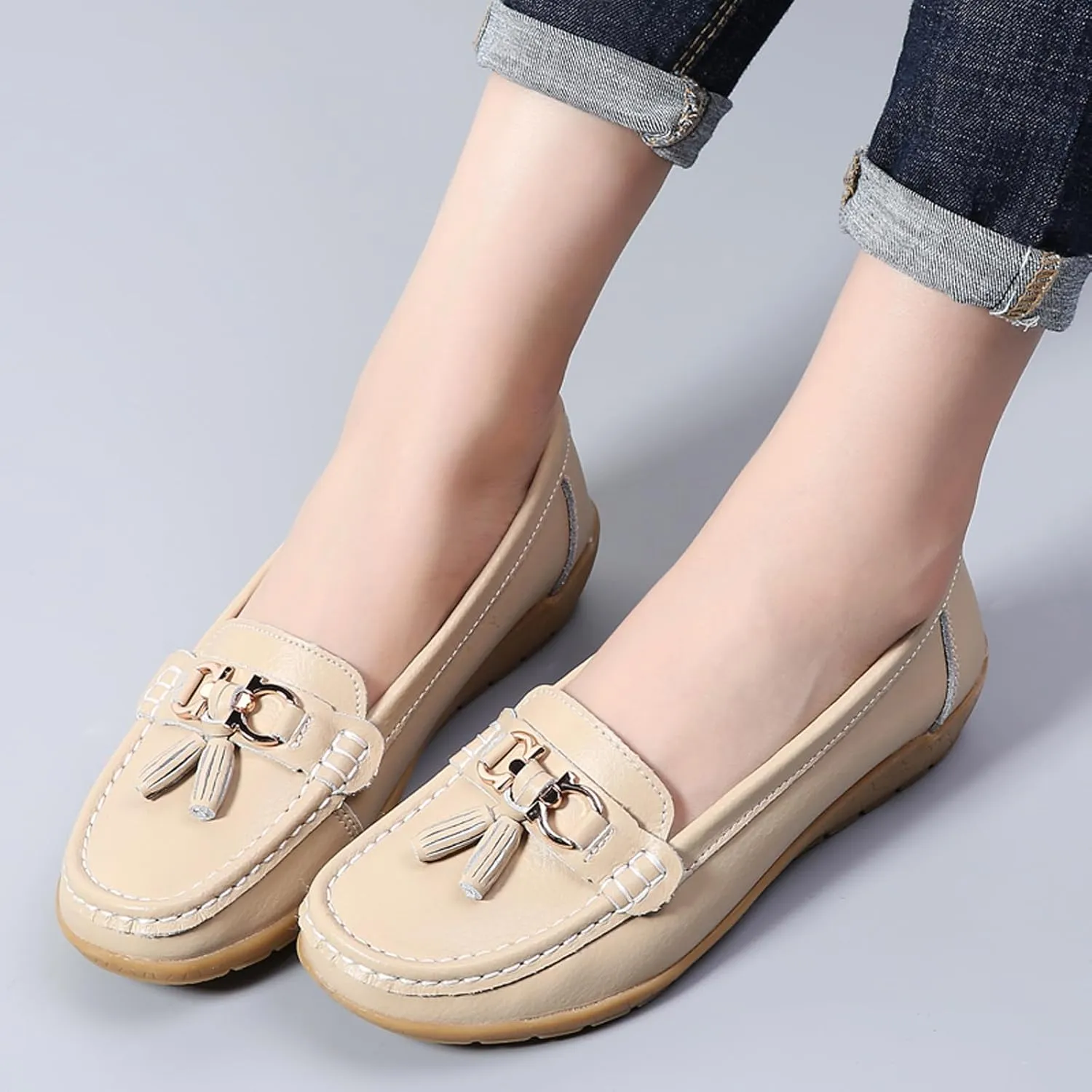 Women Penny Loafer Casual Comfort Slip on Shoes Walking Flat Driving Moccasins Wide Width Shoes Ladies