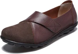 Women Premium Ultra Soft Orthopedic Flats Loafers Leather Slip on Soft Bottom Non-Slip Adjustable Easy On Comfy Large Size Moccasins Walking Dotmalls Shoes (Coffee,9,Women,9)