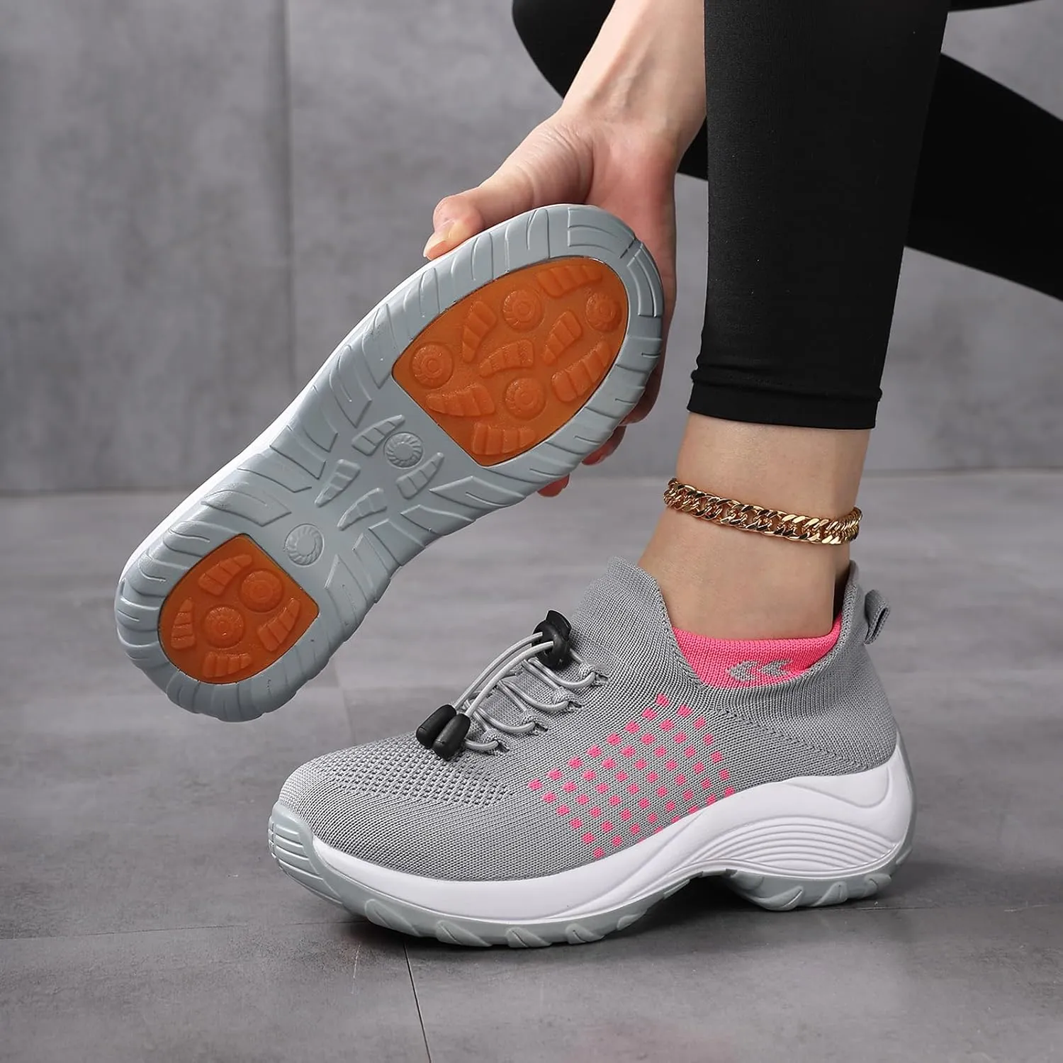 Women Walking Shoes Breathable Orthopedic Sneakers Comfortable Air Cushion Ortho Plantar Fasciitis Slip on Comfort Wear Ladies Walking Shoes Casual Athletic Workout Sneaker