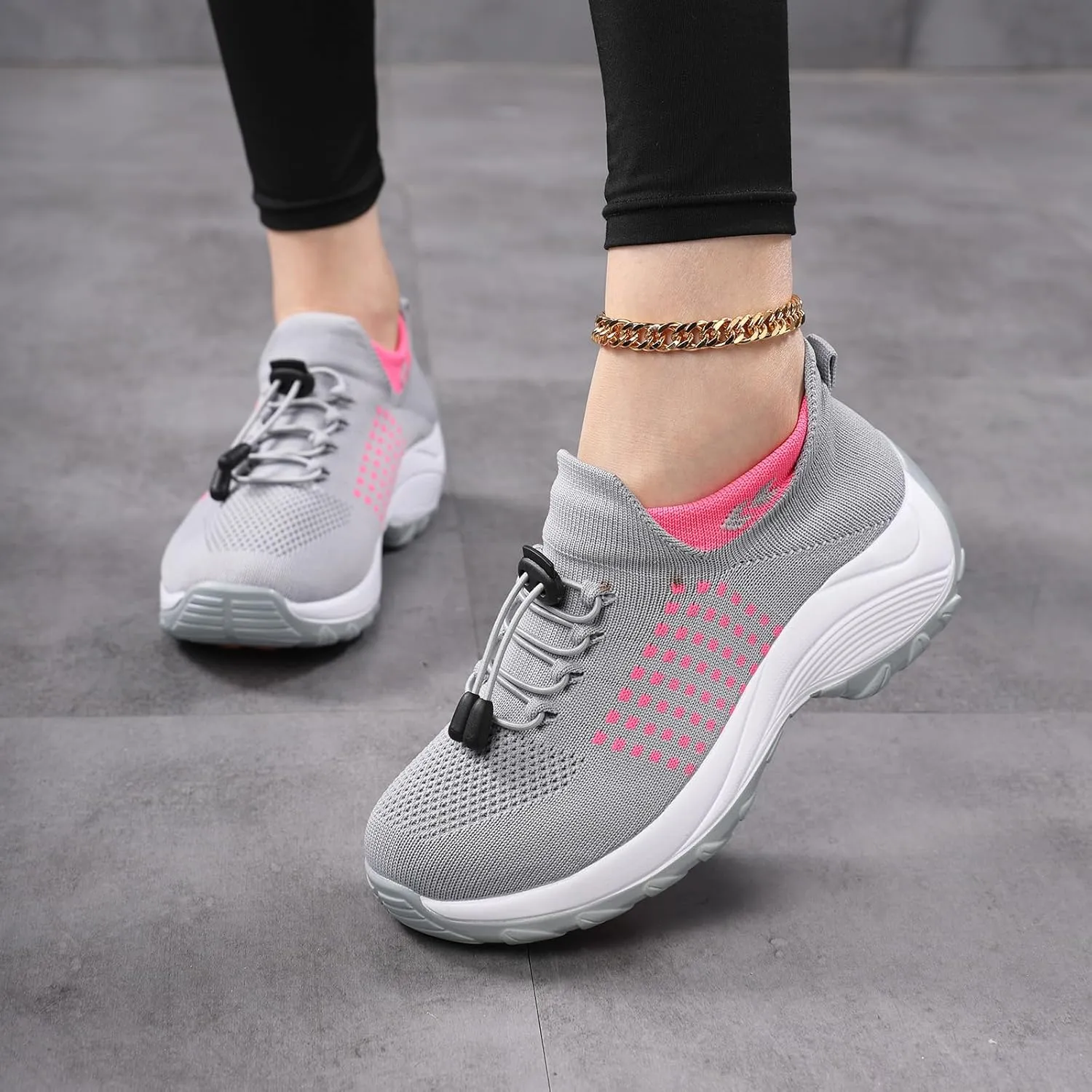 Women Walking Shoes Breathable Orthopedic Sneakers Comfortable Air Cushion Ortho Plantar Fasciitis Slip on Comfort Wear Ladies Walking Shoes Casual Athletic Workout Sneaker