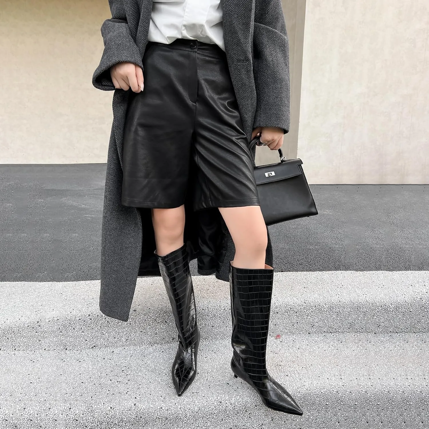 Womens Boots Knee High Kitten Heel Tall Boots For Women Pointed Toe Low Heel Fahion Fall Dress Long Boots