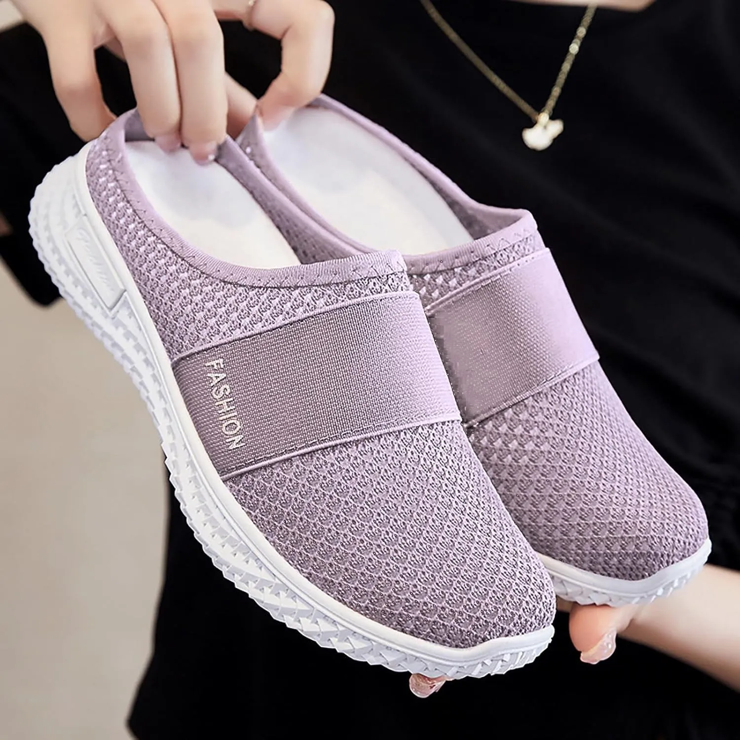 Women's Breathable Mesh Shoes Outdoor Hiking Shoes Fashion Loafers Slip-Ons Slippers Walking Sneakers Open Back Slip On Air Cushion Lightweight Beach Sandals Mules Clogs for Women Men