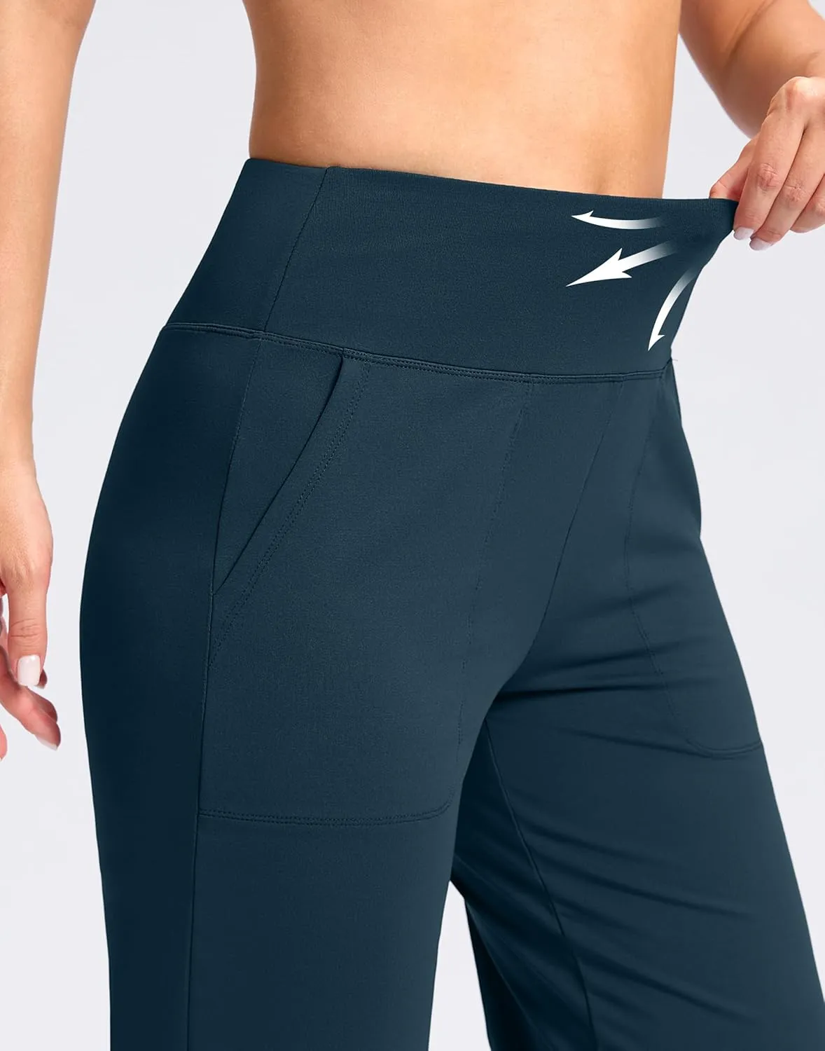 Women's Capri Pants with Pockets High Waist Yoga Pants Wide Leg Workout Crop Summer Pants for Casual, Travel, Exercise