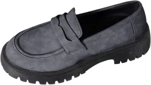 Womens Chunky Loafers Platform Work Shoes Dress Penny Loafers Comfortable Office Shoes Casual Leather Shoes