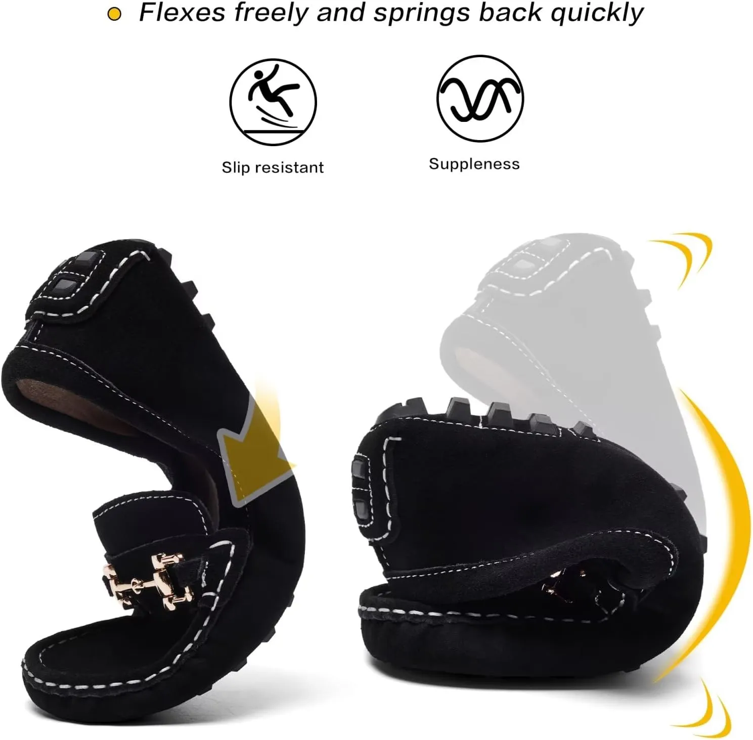 Women's Classic Suede Leather Penny Loafers Comfortable Slip-On Boats Driving Fashion Flats Shoe